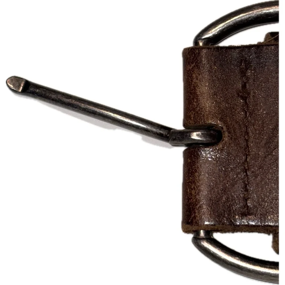 Vintage Y2K Boho Floral Laser Cut Brown Leather Belt 32-36in M/L